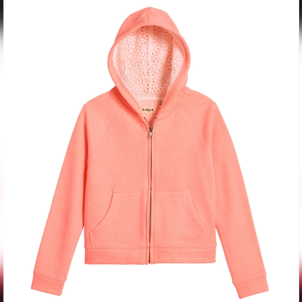 NWOT Lace Trim Zip Up Hoodie SIze Small-7/8